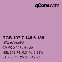 カラーコード: RGB 197.7 146.6 186 | qconv.com