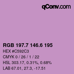 カラーコード: RGB 197.7 146.6 195 | qconv.com