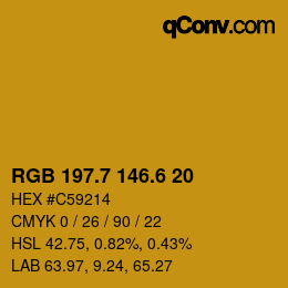 カラーコード: RGB 197.7 146.6 20 | qconv.com