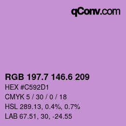 カラーコード: RGB 197.7 146.6 209 | qconv.com