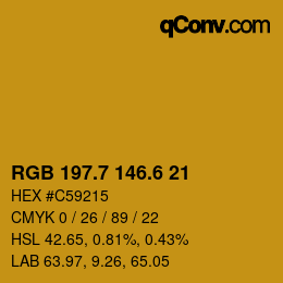 カラーコード: RGB 197.7 146.6 21 | qconv.com