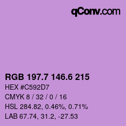カラーコード: RGB 197.7 146.6 215 | qconv.com