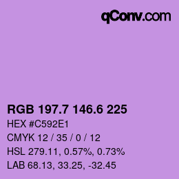 カラーコード: RGB 197.7 146.6 225 | qconv.com