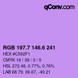 カラーコード: RGB 197.7 146.6 241 | qconv.com