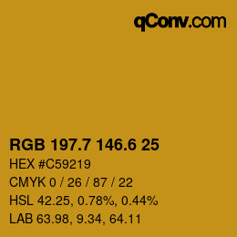 カラーコード: RGB 197.7 146.6 25 | qconv.com
