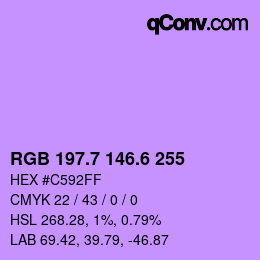 カラーコード: RGB 197.7 146.6 255 | qconv.com