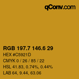 カラーコード: RGB 197.7 146.6 29 | qconv.com