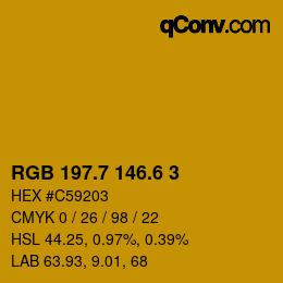 カラーコード: RGB 197.7 146.6 3 | qconv.com