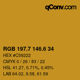 カラーコード: RGB 197.7 146.6 34 | qconv.com