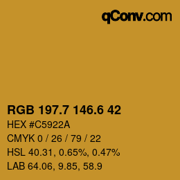 カラーコード: RGB 197.7 146.6 42 | qconv.com