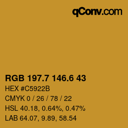 カラーコード: RGB 197.7 146.6 43 | qconv.com