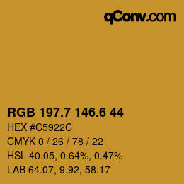 カラーコード: RGB 197.7 146.6 44 | qconv.com