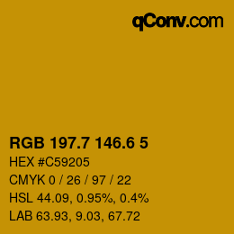 カラーコード: RGB 197.7 146.6 5 | qconv.com