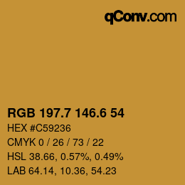 カラーコード: RGB 197.7 146.6 54 | qconv.com