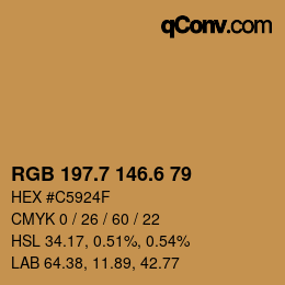 カラーコード: RGB 197.7 146.6 79 | qconv.com