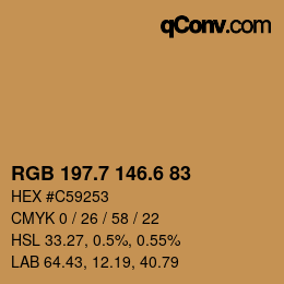 カラーコード: RGB 197.7 146.6 83 | qconv.com