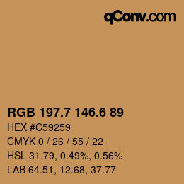 カラーコード: RGB 197.7 146.6 89 | qconv.com