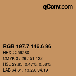 カラーコード: RGB 197.7 146.6 96 | qconv.com