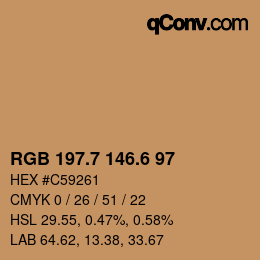 カラーコード: RGB 197.7 146.6 97 | qconv.com