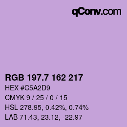カラーコード: RGB 197.7 162 217 | qconv.com