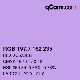 カラーコード: RGB 197.7 162 235 | qconv.com