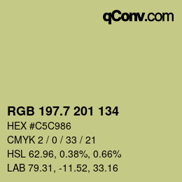 カラーコード: RGB 197.7 201 134 | qconv.com