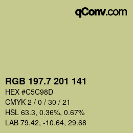 カラーコード: RGB 197.7 201 141 | qconv.com