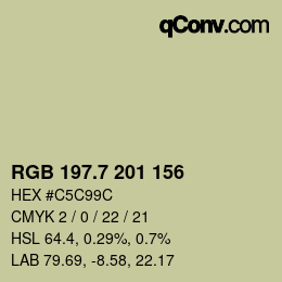 カラーコード: RGB 197.7 201 156 | qconv.com