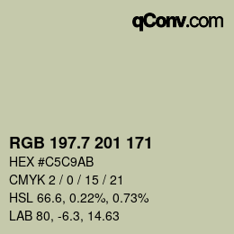 カラーコード: RGB 197.7 201 171 | qconv.com