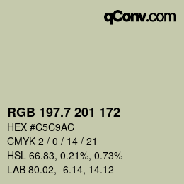 カラーコード: RGB 197.7 201 172 | qconv.com