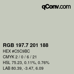 カラーコード: RGB 197.7 201 188 | qconv.com