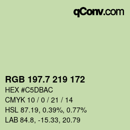 カラーコード: RGB 197.7 219 172 | qconv.com