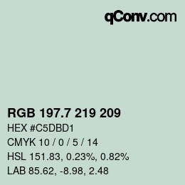 カラーコード: RGB 197.7 219 209 | qconv.com