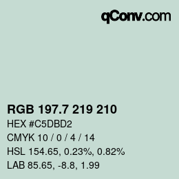 カラーコード: RGB 197.7 219 210 | qconv.com