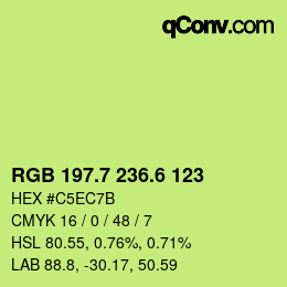 カラーコード: RGB 197.7 236.6 123 | qconv.com