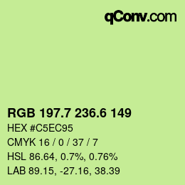 カラーコード: RGB 197.7 236.6 149 | qconv.com