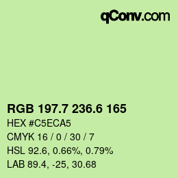 カラーコード: RGB 197.7 236.6 165 | qconv.com