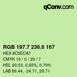 カラーコード: RGB 197.7 236.6 167 | qconv.com