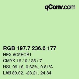 カラーコード: RGB 197.7 236.6 177 | qconv.com