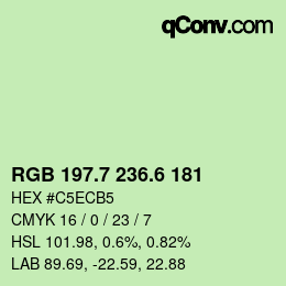 カラーコード: RGB 197.7 236.6 181 | qconv.com