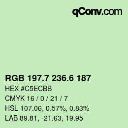 カラーコード: RGB 197.7 236.6 187 | qconv.com