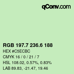 カラーコード: RGB 197.7 236.6 188 | qconv.com
