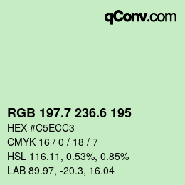 カラーコード: RGB 197.7 236.6 195 | qconv.com
