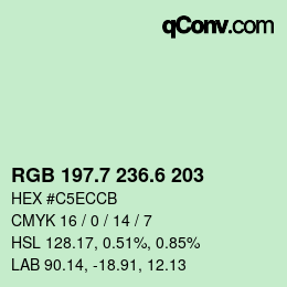 カラーコード: RGB 197.7 236.6 203 | qconv.com