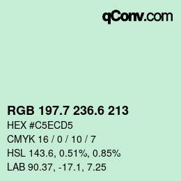 カラーコード: RGB 197.7 236.6 213 | qconv.com