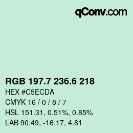 カラーコード: RGB 197.7 236.6 218 | qconv.com