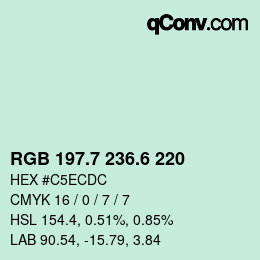 カラーコード: RGB 197.7 236.6 220 | qconv.com