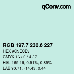 カラーコード: RGB 197.7 236.6 227 | qconv.com