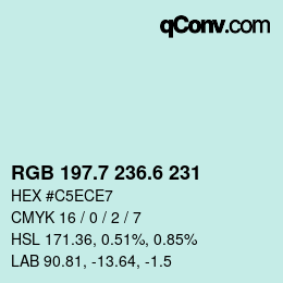 カラーコード: RGB 197.7 236.6 231 | qconv.com