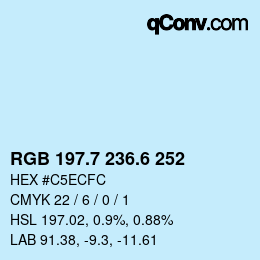 カラーコード: RGB 197.7 236.6 252 | qconv.com